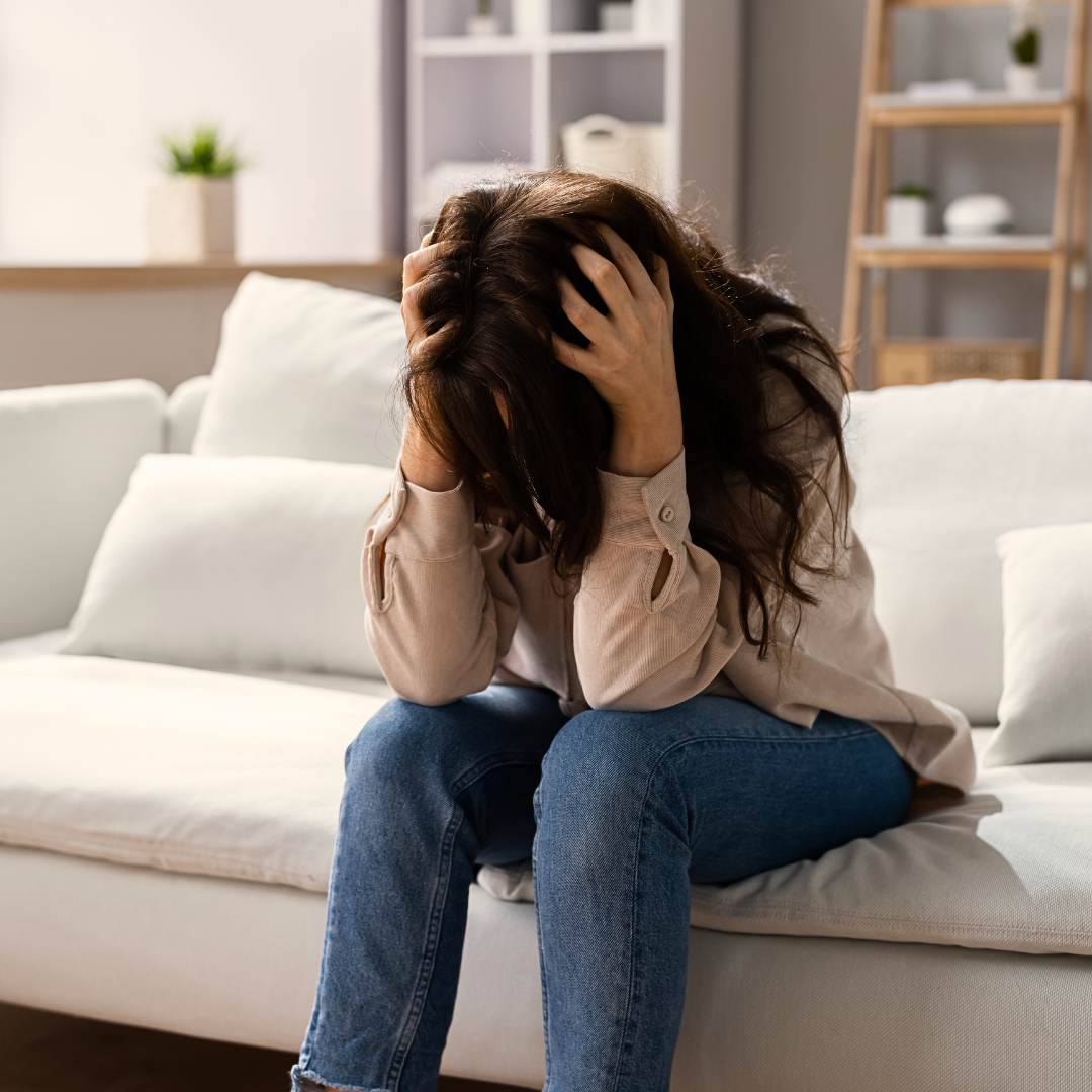 Woman Filled with Despair and Low Energy Indoors